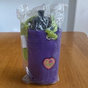 NWT 🎁 I ❤️ Camp Purple Water Bottle Holder Green Strap Girl Scout Camp Day Trip